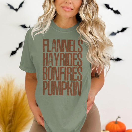 Flannels Hayrides Bonfires Pumpkin Graphic T-shirt product