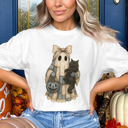 Halloween Ghost with Cat Graphic Tee product type
