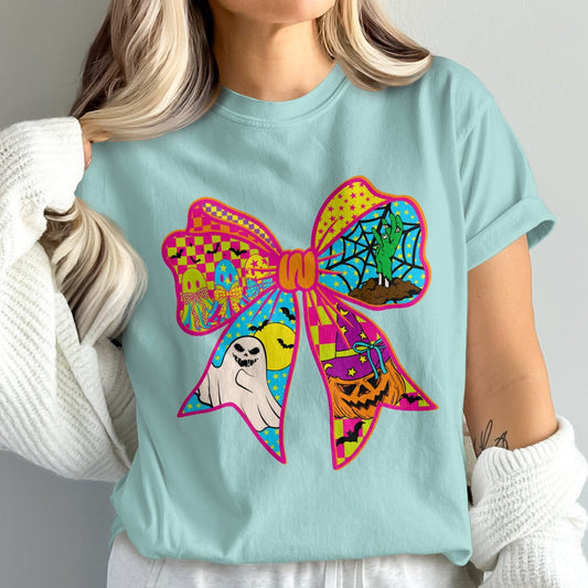 Halloween Themed Colorful Bow Graphic T-shirt product