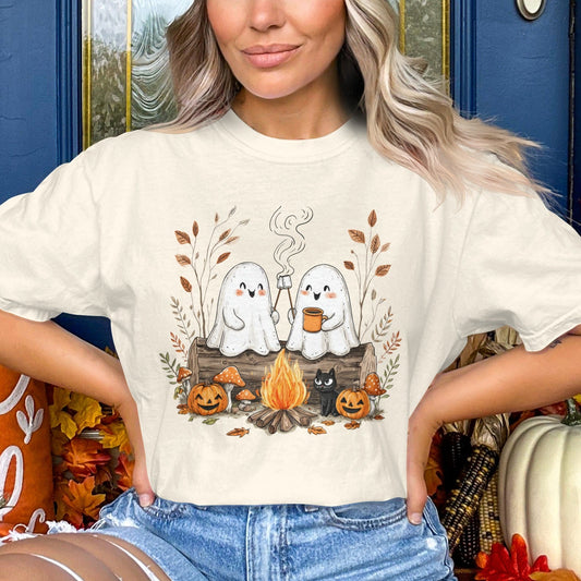 Ghosts Around Campfire Autumn Scene T-shirt product type