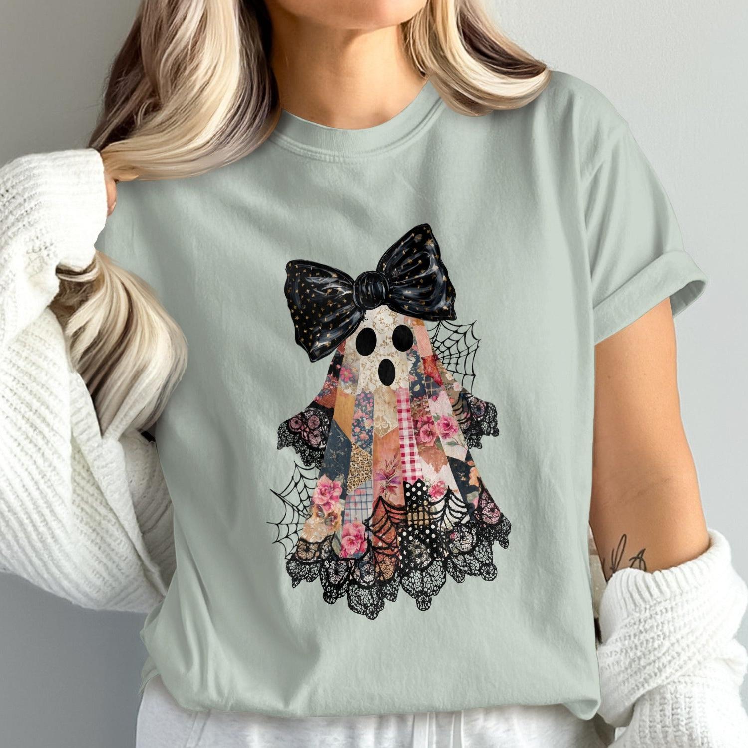 Cute Ghost with Black Bow Graphic T-shirt product