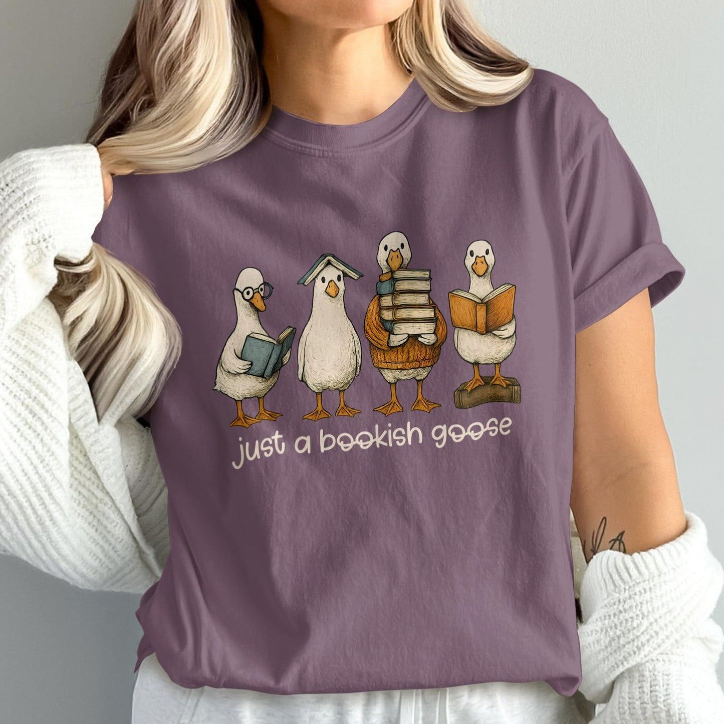 Just a Bookish Goose Graphic T-Shirt product