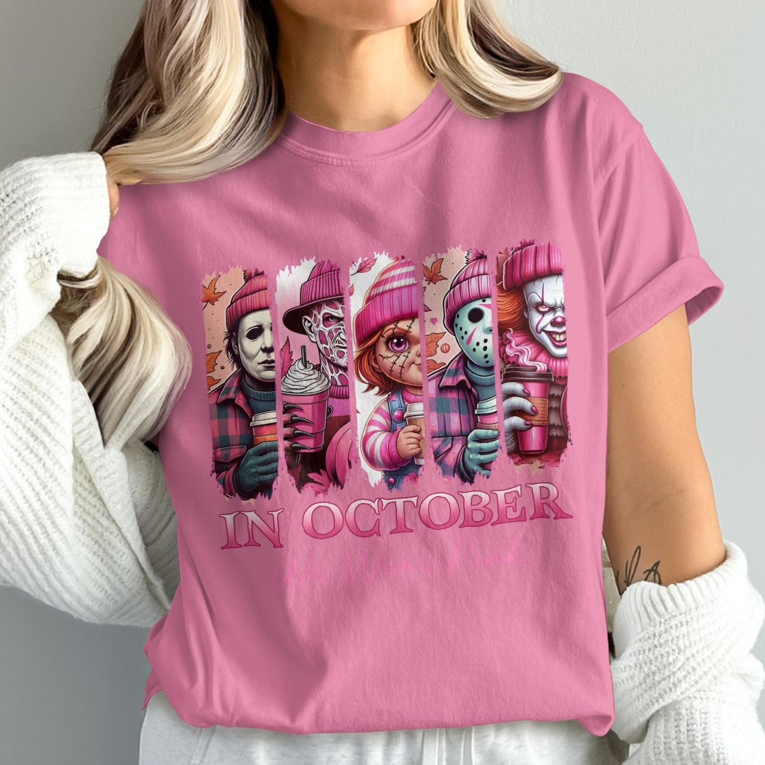 Iconic Horror Characters In October Graphic T-Shirt product