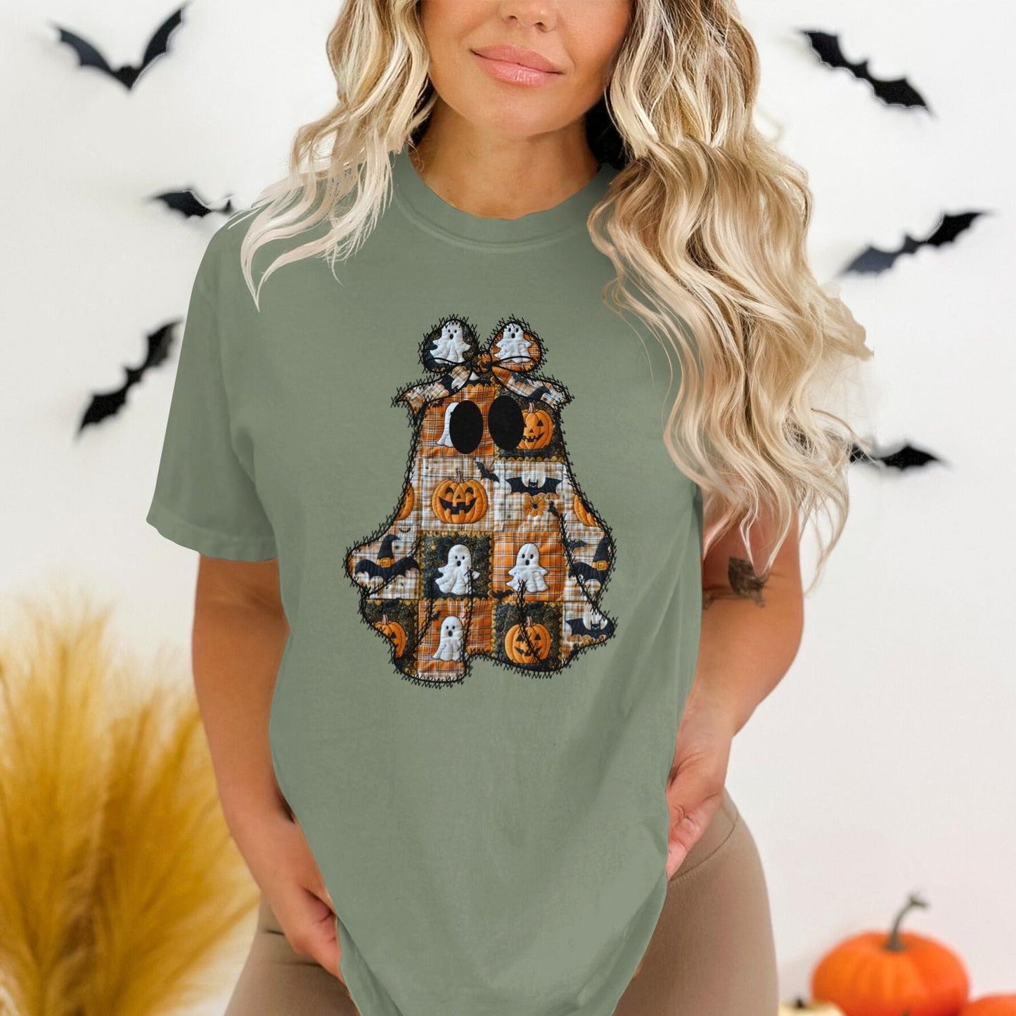 Halloween Patch Ghost Print Casual T-Shirt product type