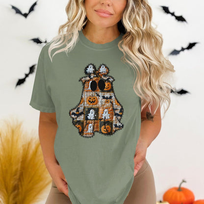 Halloween Patch Ghost Print Casual T-Shirt product type