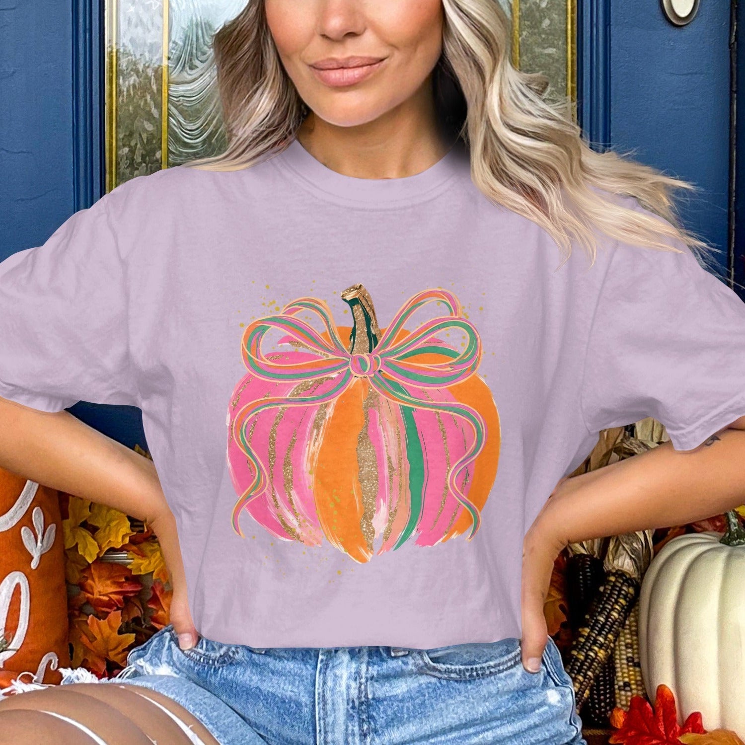 Colorful Pumpkin Design Graphic Tee Shirt product type