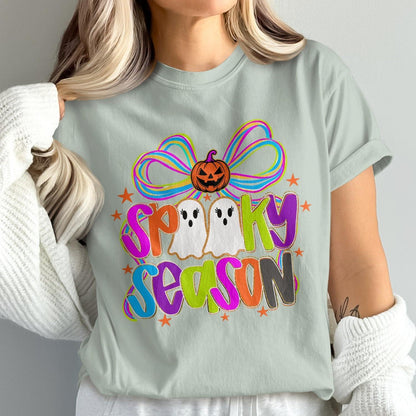 Spooky Season Graphic Tee with Ghosts product type