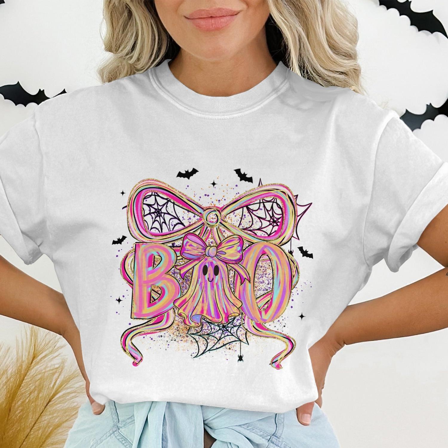 Halloween Themed Boo Bow Graphic T Shirt Product