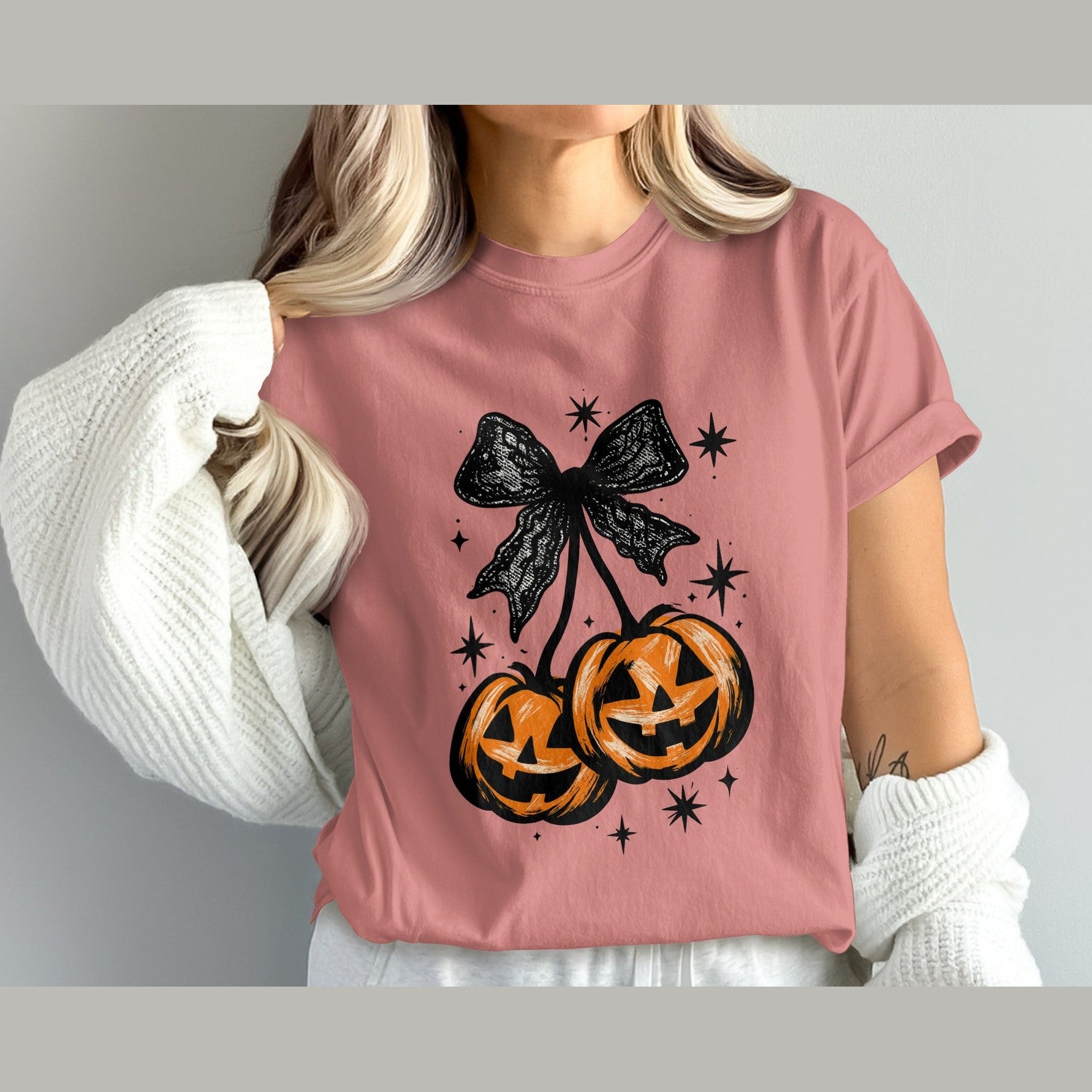 Cute Halloween Two Pumpkins with Bow T-Shirt product