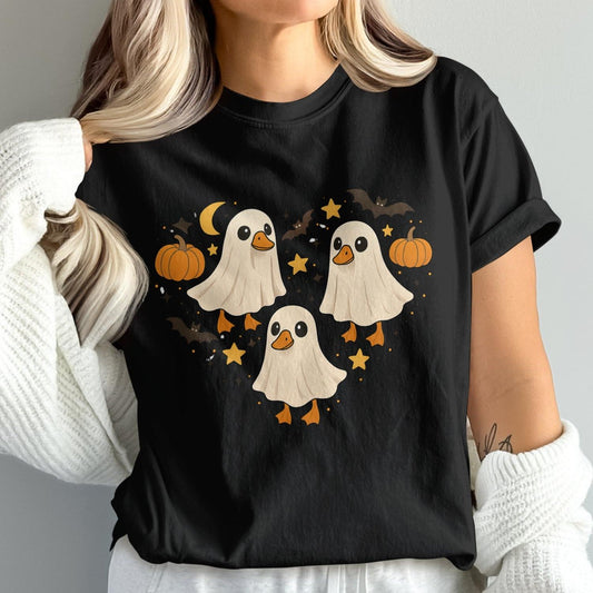 Cute Ghost Pumpkins Stars Graphic Design Shirt product