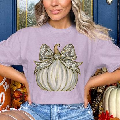 Pumpkin Graphic Art with Bow T-shirt product type