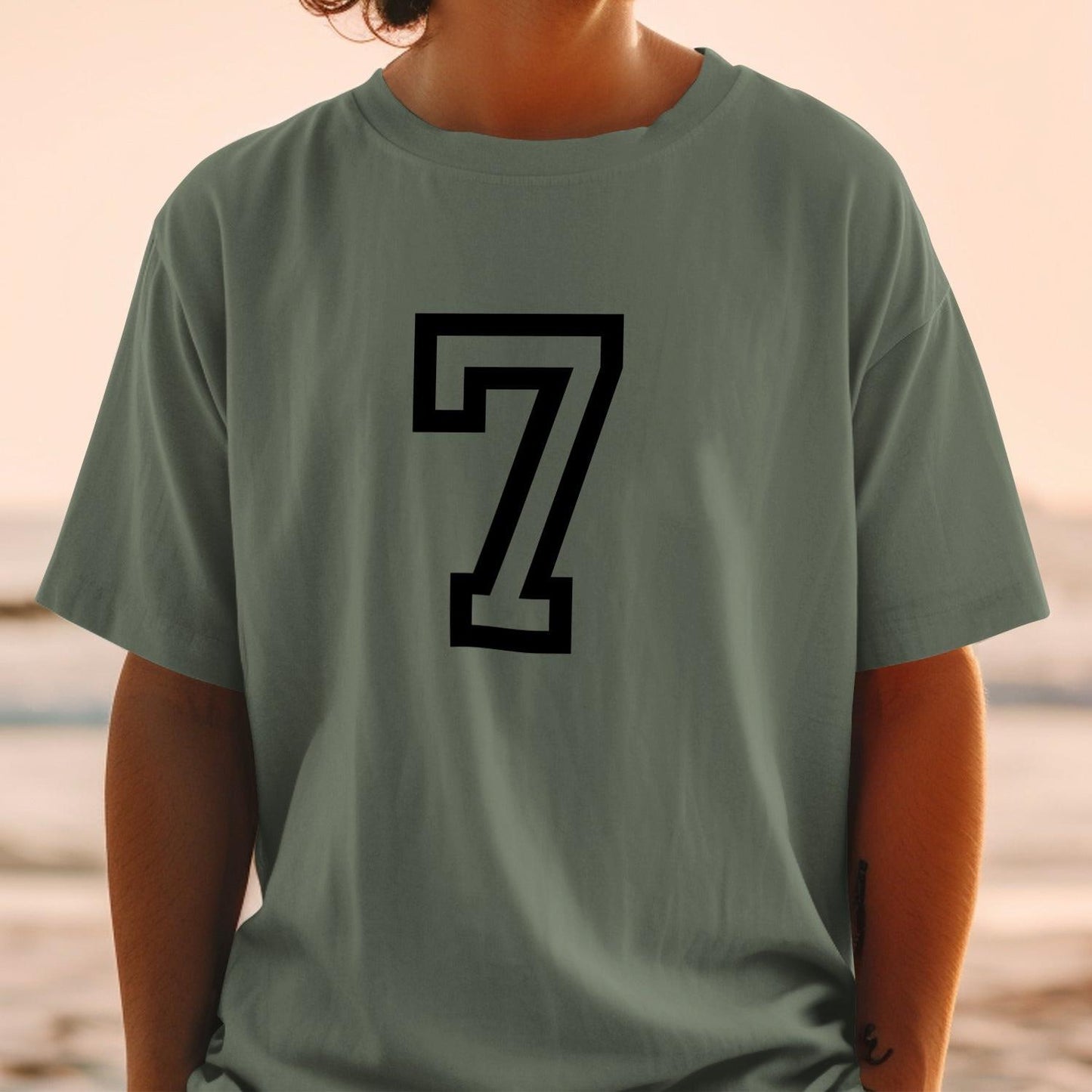 Stylish T-Shirt Featuring Bold Number Seven Product Type