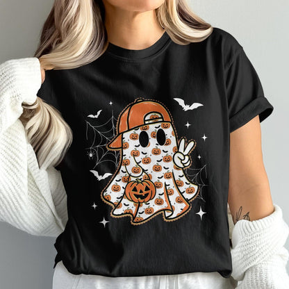 Halloween Ghost with Cap Holding a Pumpkin product type