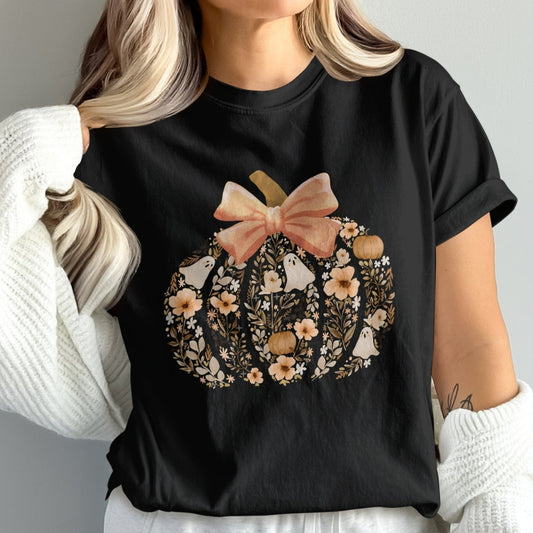Floral Pumpkin Design Graphic Women's Shirt product type