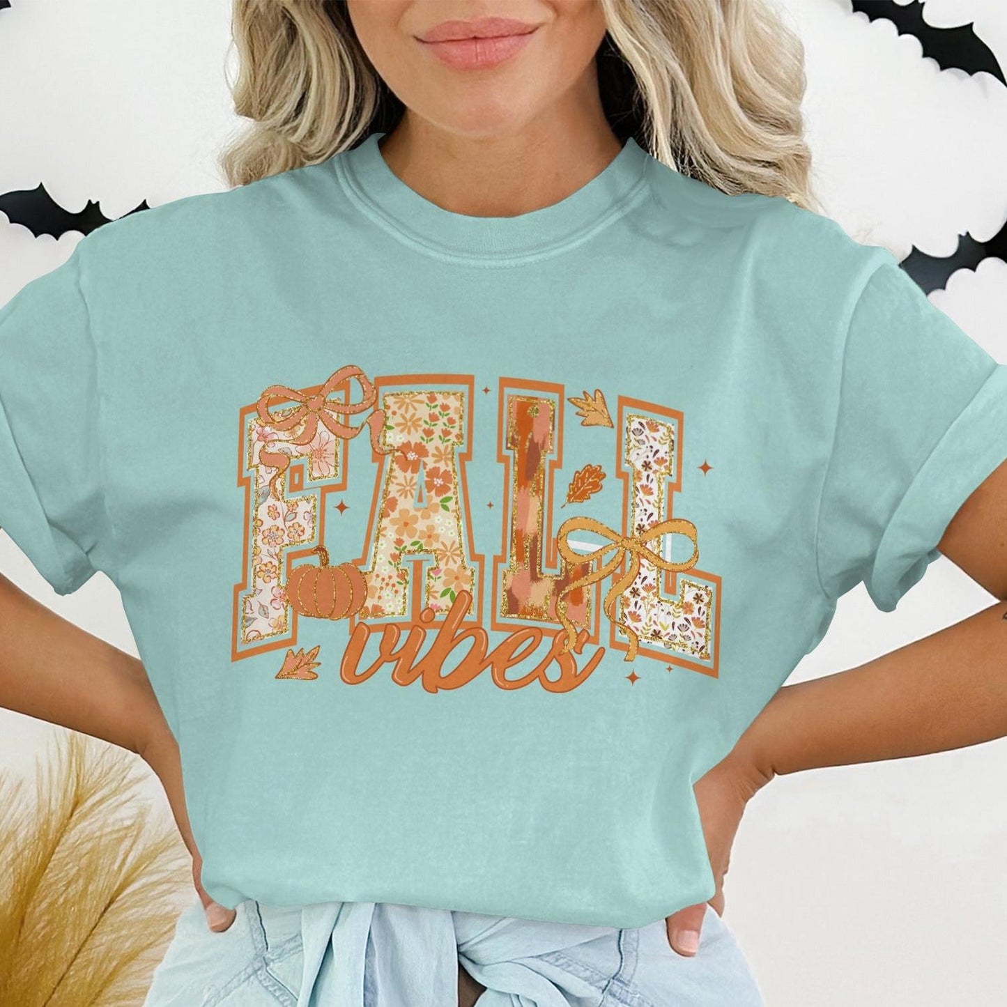 Fall Vibes Graphic Teal T-shirt product type