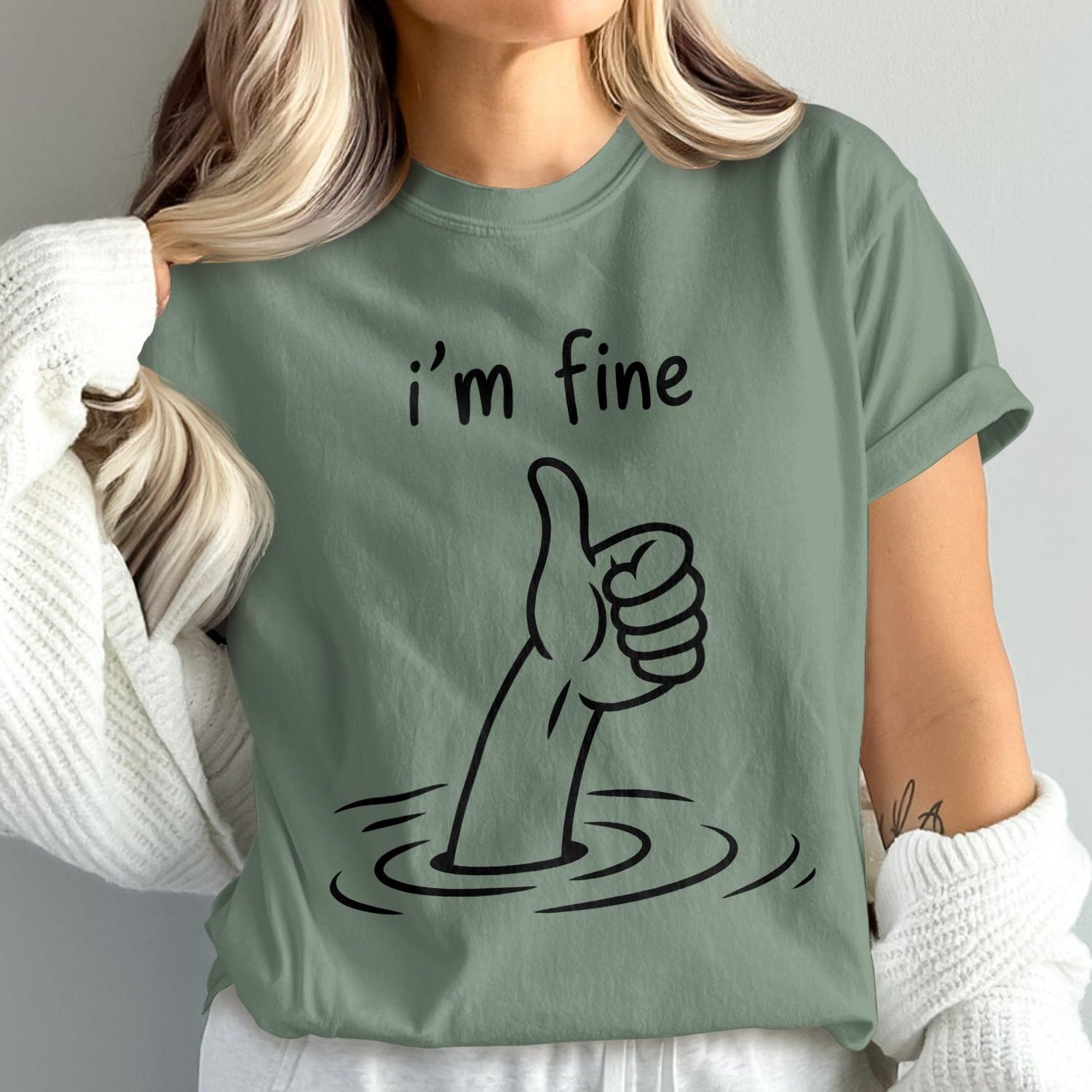 Graphic I'm Fine Thumbs Up Print T-Shirt product