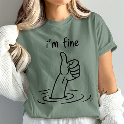 Graphic I'm Fine Thumbs Up Print T-Shirt product