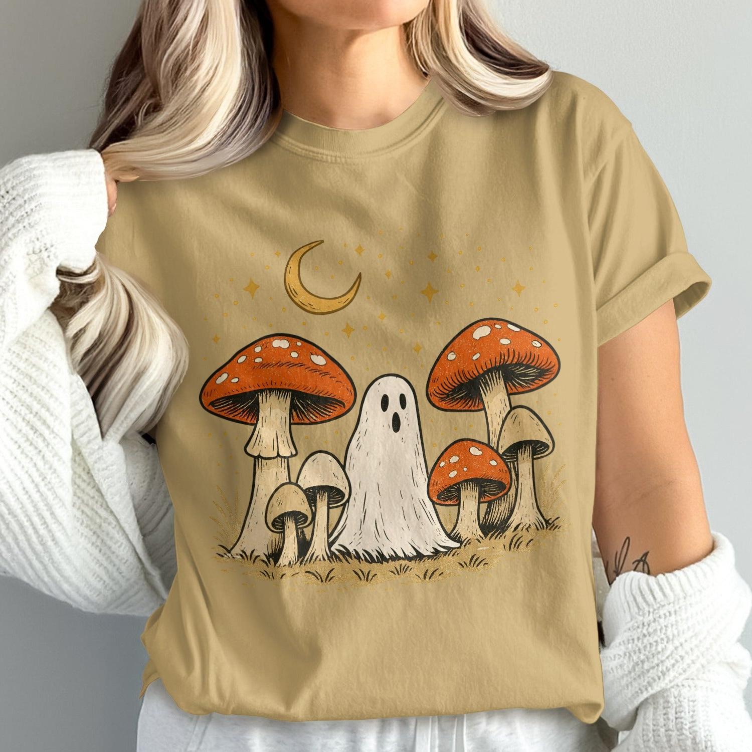 Whimsical Ghost and Mushrooms Graphic Tee product