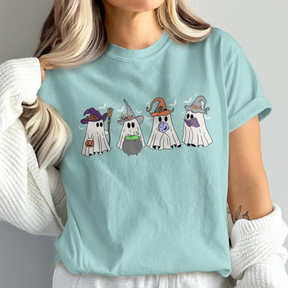 Cute Ghosts in Witch Hats Green Shirt product