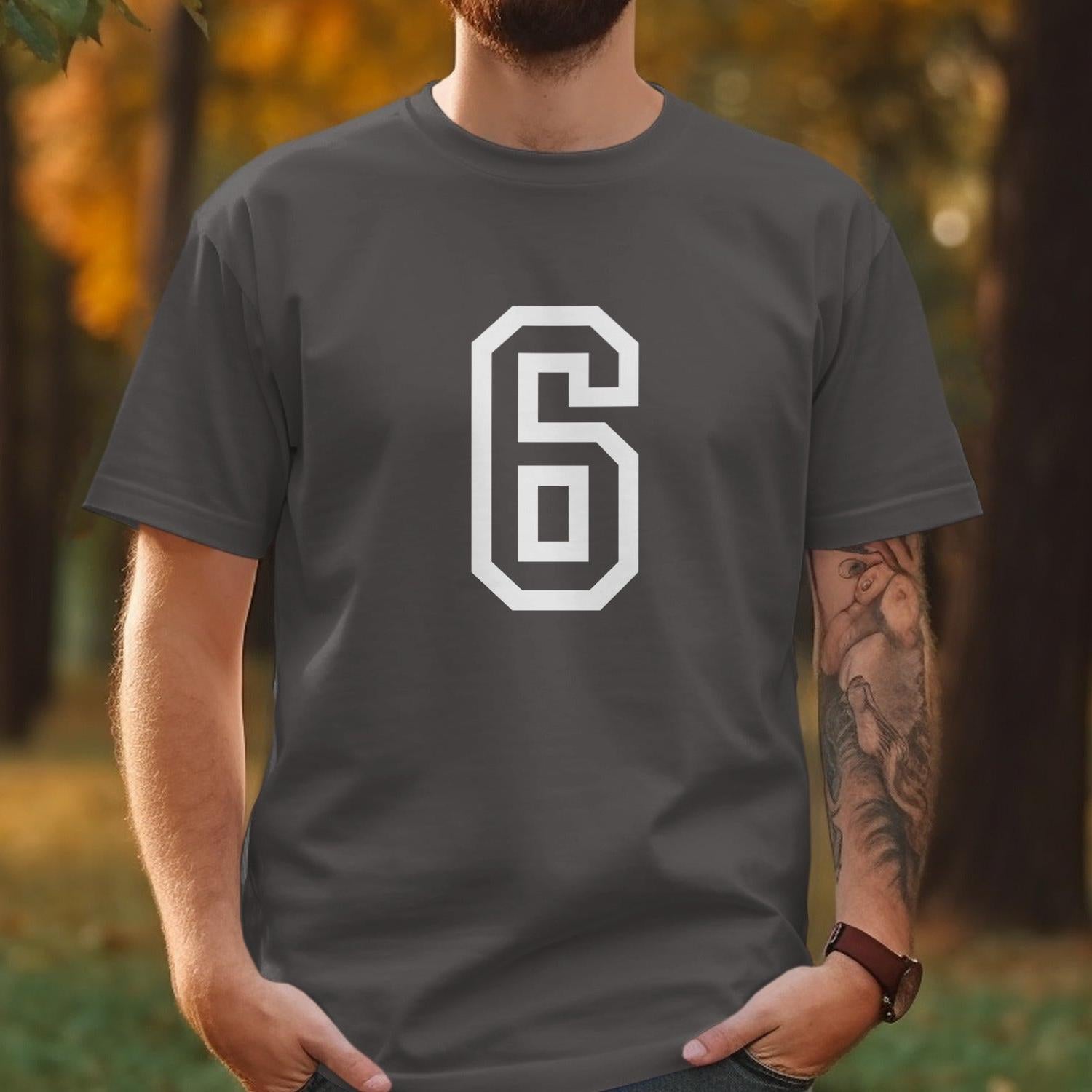 Athletic Gray T-Shirt with Bold Number 6 product type