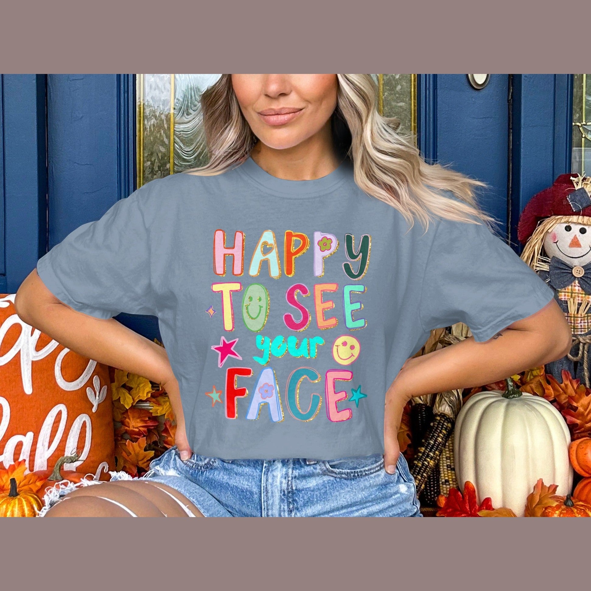 Happy To See Your Face Print T Shirt product