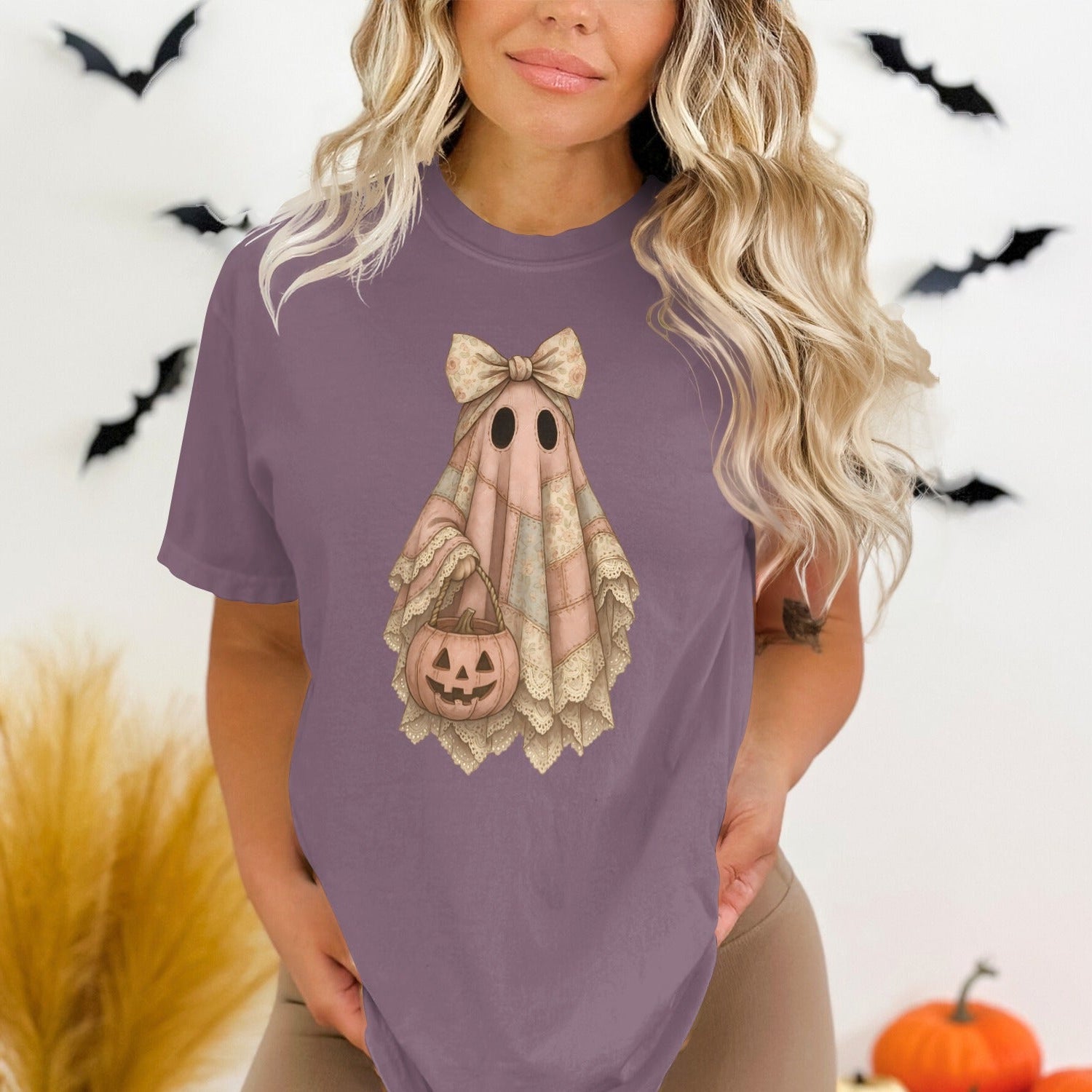 Halloween Ghost with Pumpkin Graphic T-shirt product