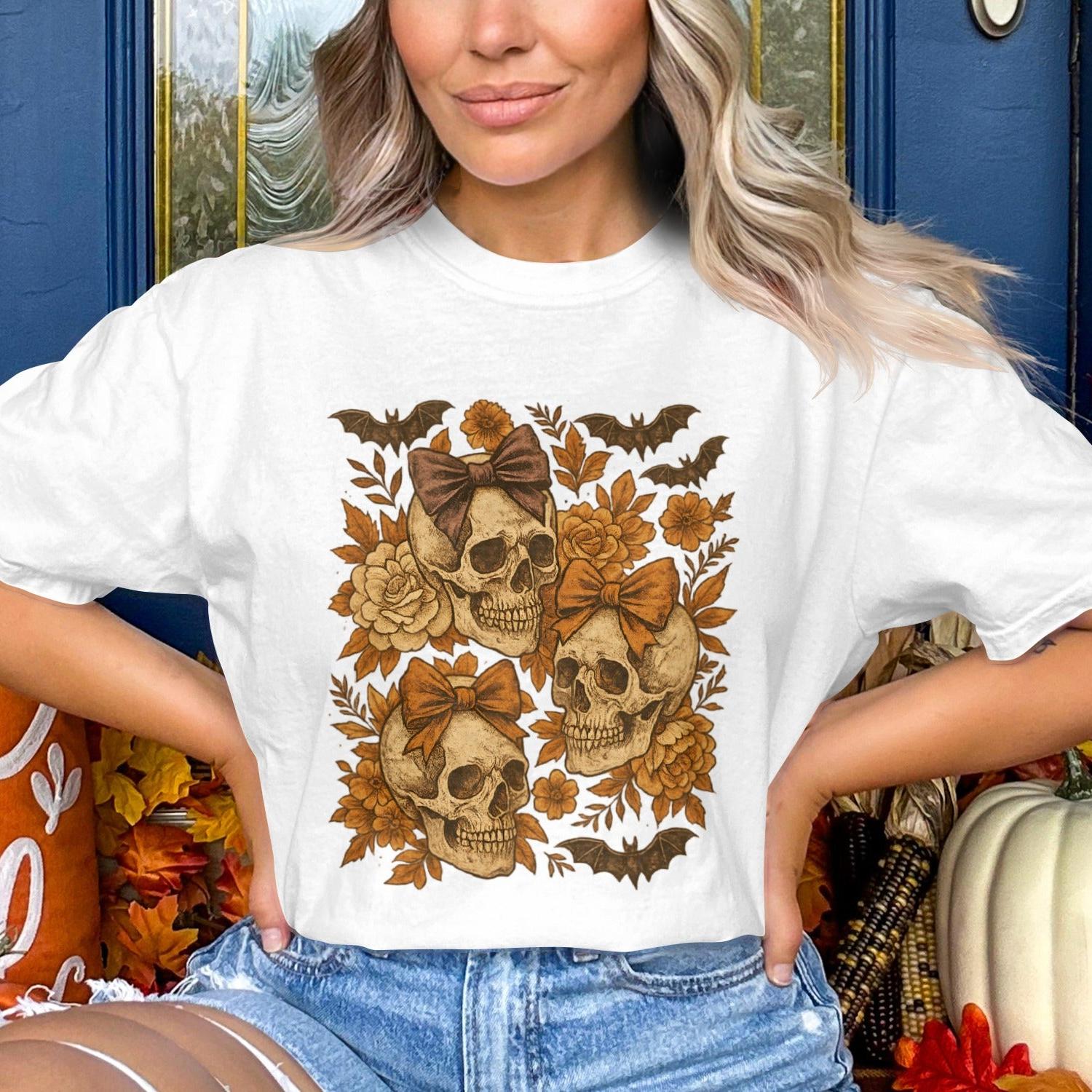Halloween Skull and Bats Graphic T-Shirt product