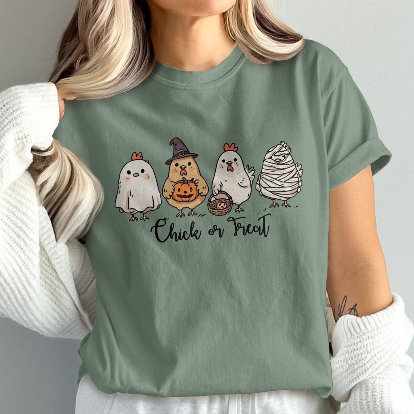Cute Chick or Treat Halloween T-shirt fun product