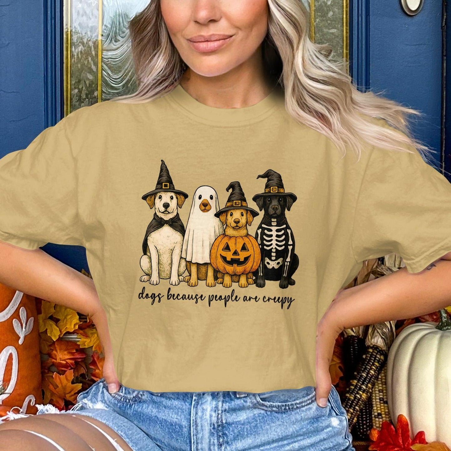 Halloween Dogs in Costumes Creepy Graphic T-Shirt product type