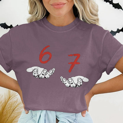Purple T-shirt with Red Numbers Graphic Design product