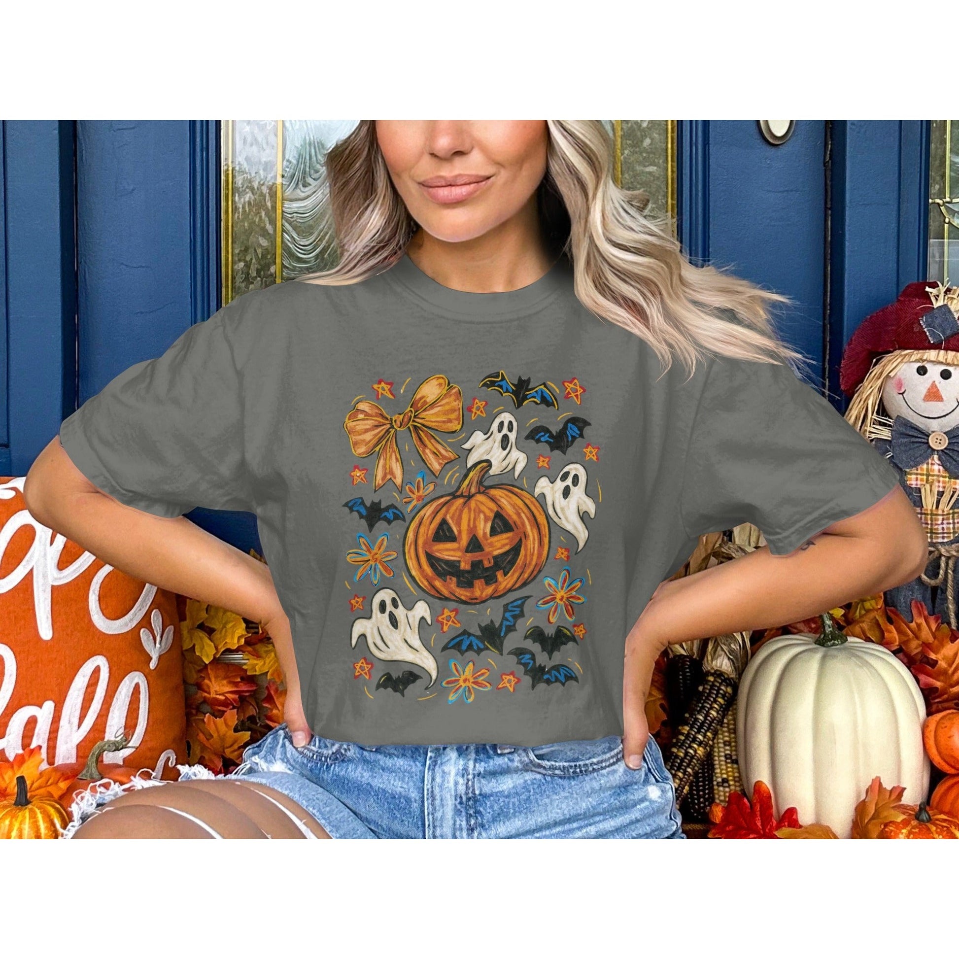 Halloween Pumpkin Ghosts Bats Graphic Tee product