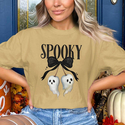 Spooky Ghost Design with Black Bow T-Shirt product type