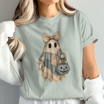 Cute Ghost Patchwork Shirt Halloween Apparel product type