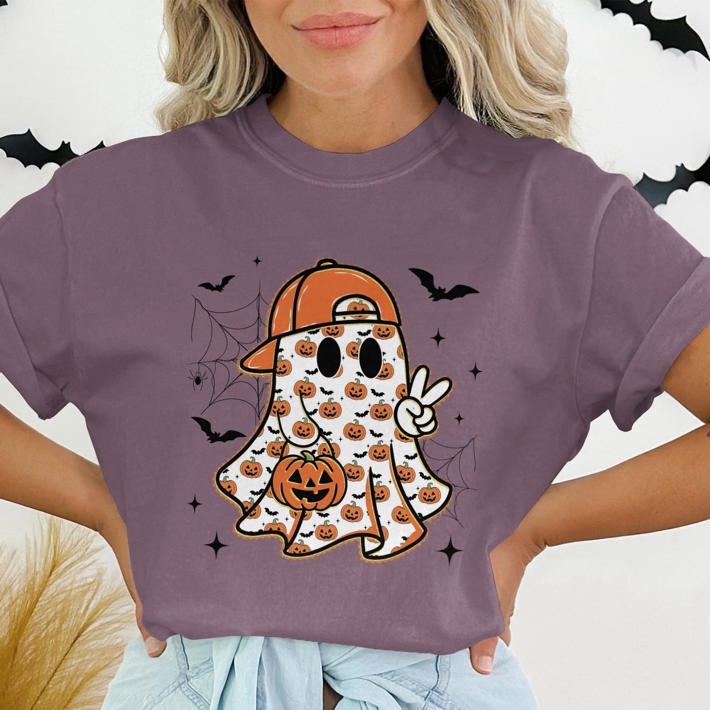 Cute Halloween Ghost with Cap Graphic T-shirt product type