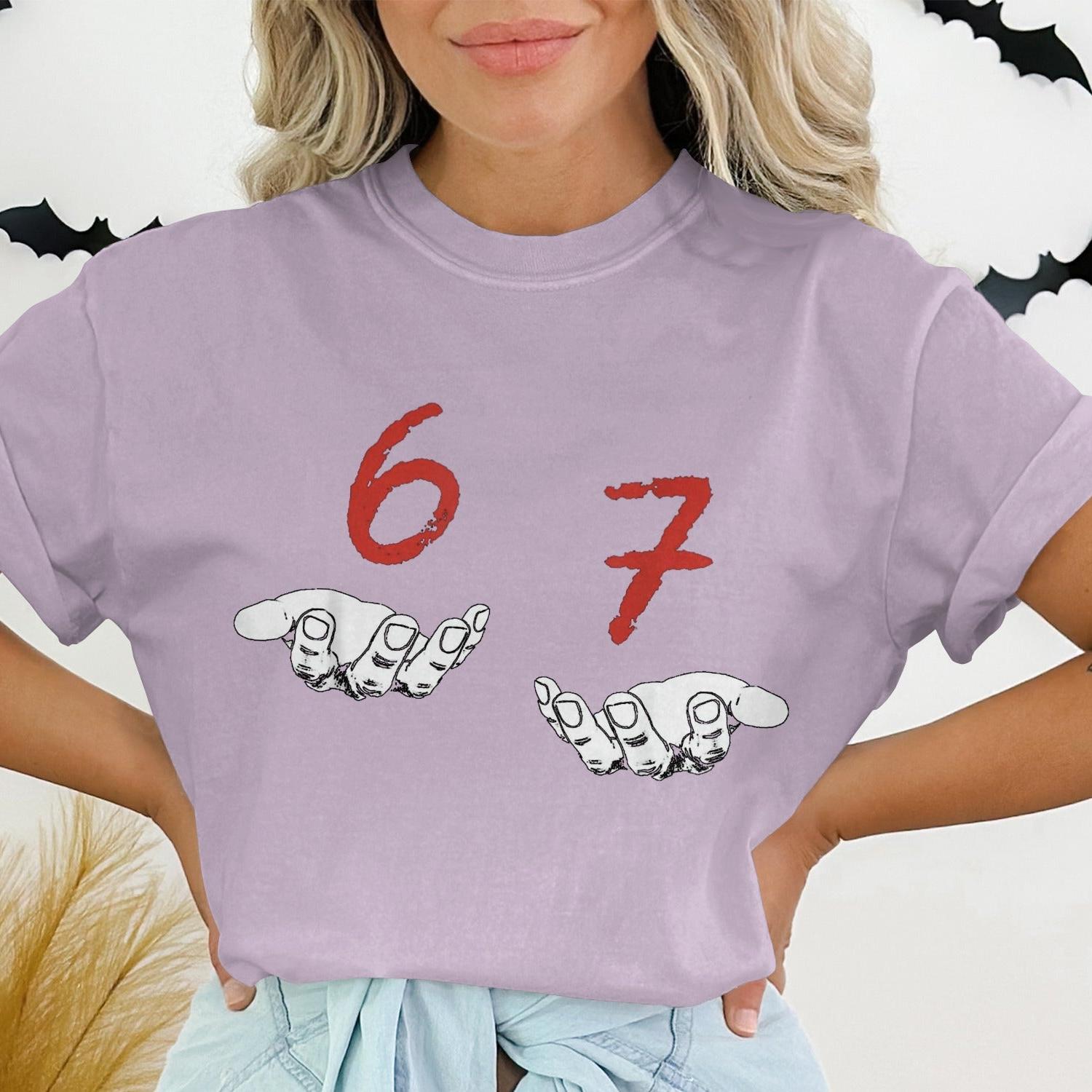 Unique 67 Hand Gesture Graphic Tee Shirt product