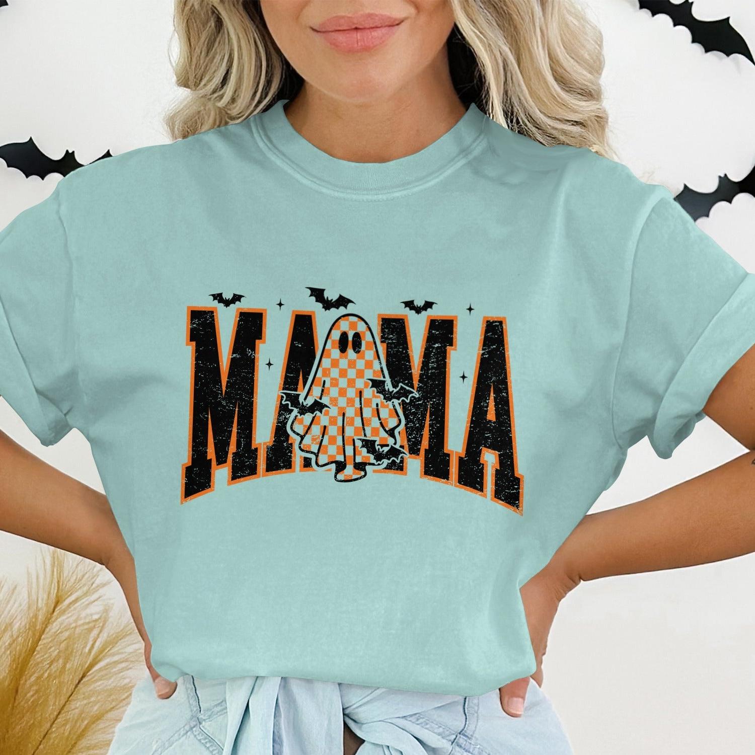 Cute Halloween Mama Graphic T-shirt with Ghost product type