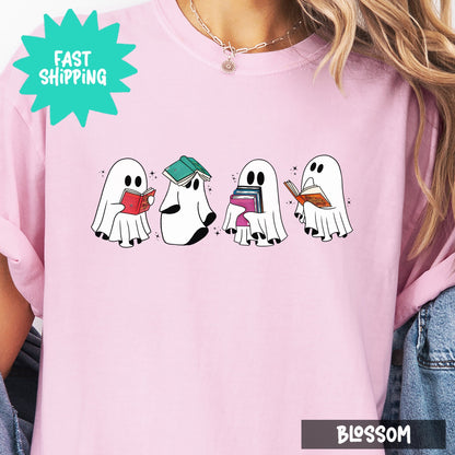 Book Ghosts Women's Trendy Graphic Comfort Colors T-Shirt