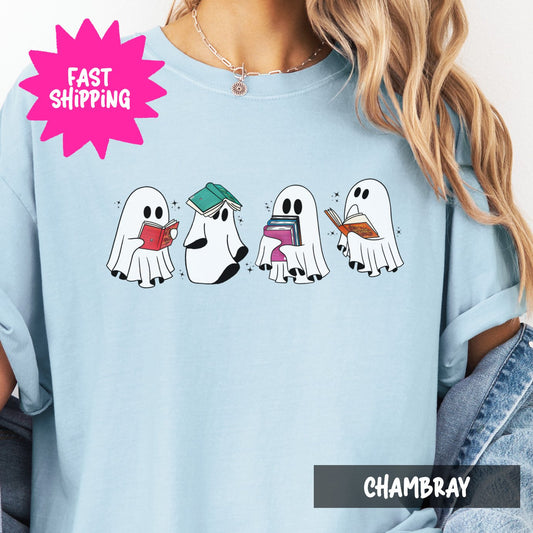 Book Ghosts Women's Trendy Graphic Comfort Colors T-Shirt