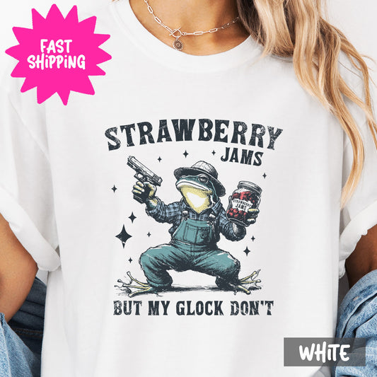 Funny Frog with Gun and Jam Comfort Colors T-Shirt, Unique Graphic Tee, Frog Meme Shirt, Gun and Jam T-Shirt, Cool Graphic Tee