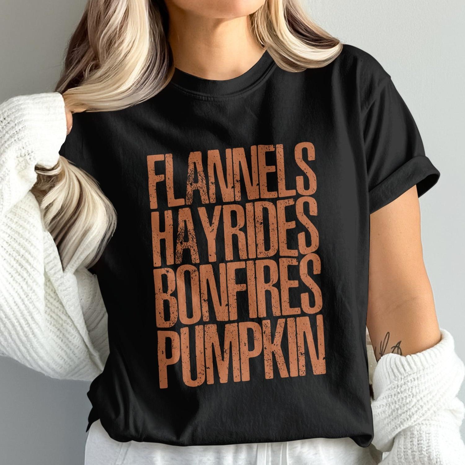 Flannels Hayrides Bonfires Pumpkin Fall Top product type