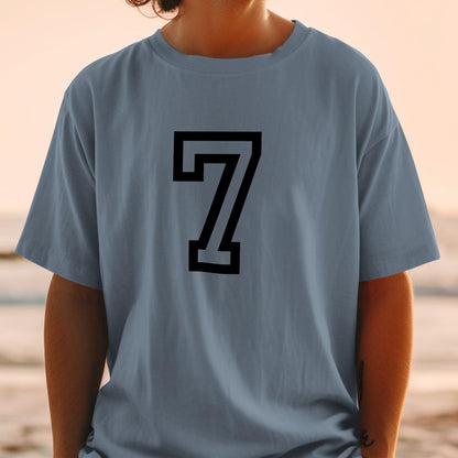 Casual Grey T-shirt with Bold Number 7 Print product