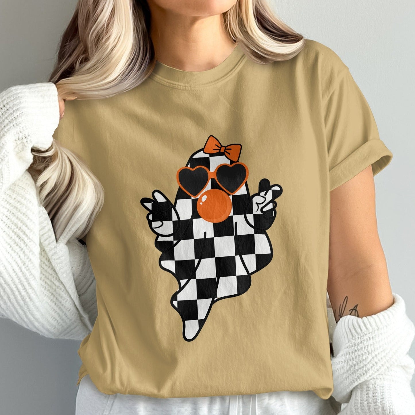 Checkered Ghost with Sunglasses Graphic Tee product type