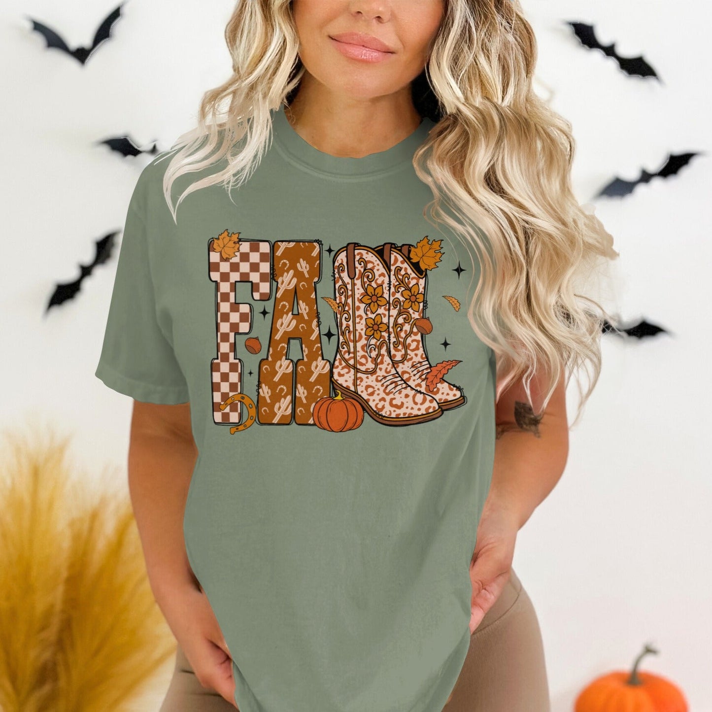 Autumn Themed Graphic Design Short Sleeve Shirt Product