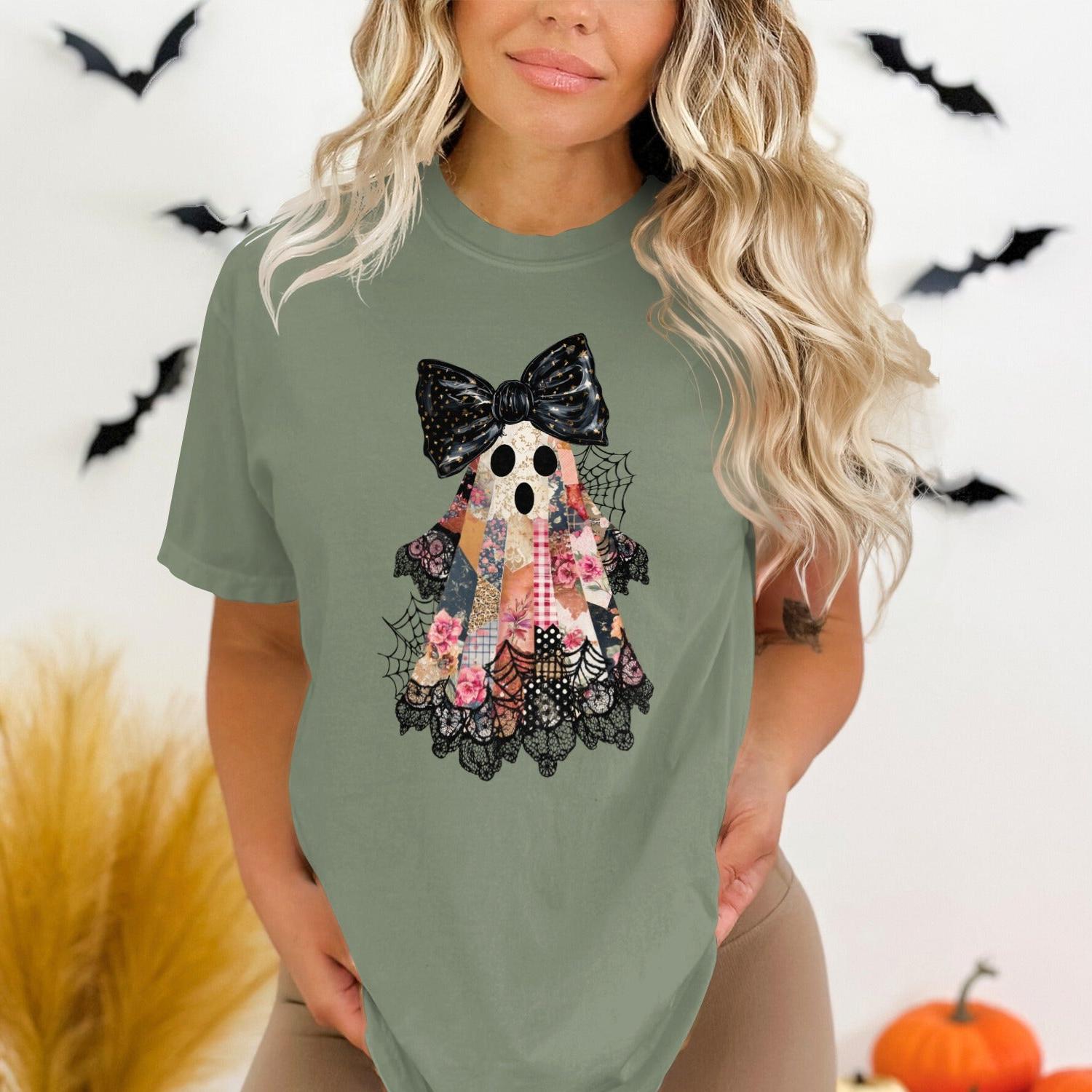 Cute Halloween Ghost with Black Bow T-shirt product