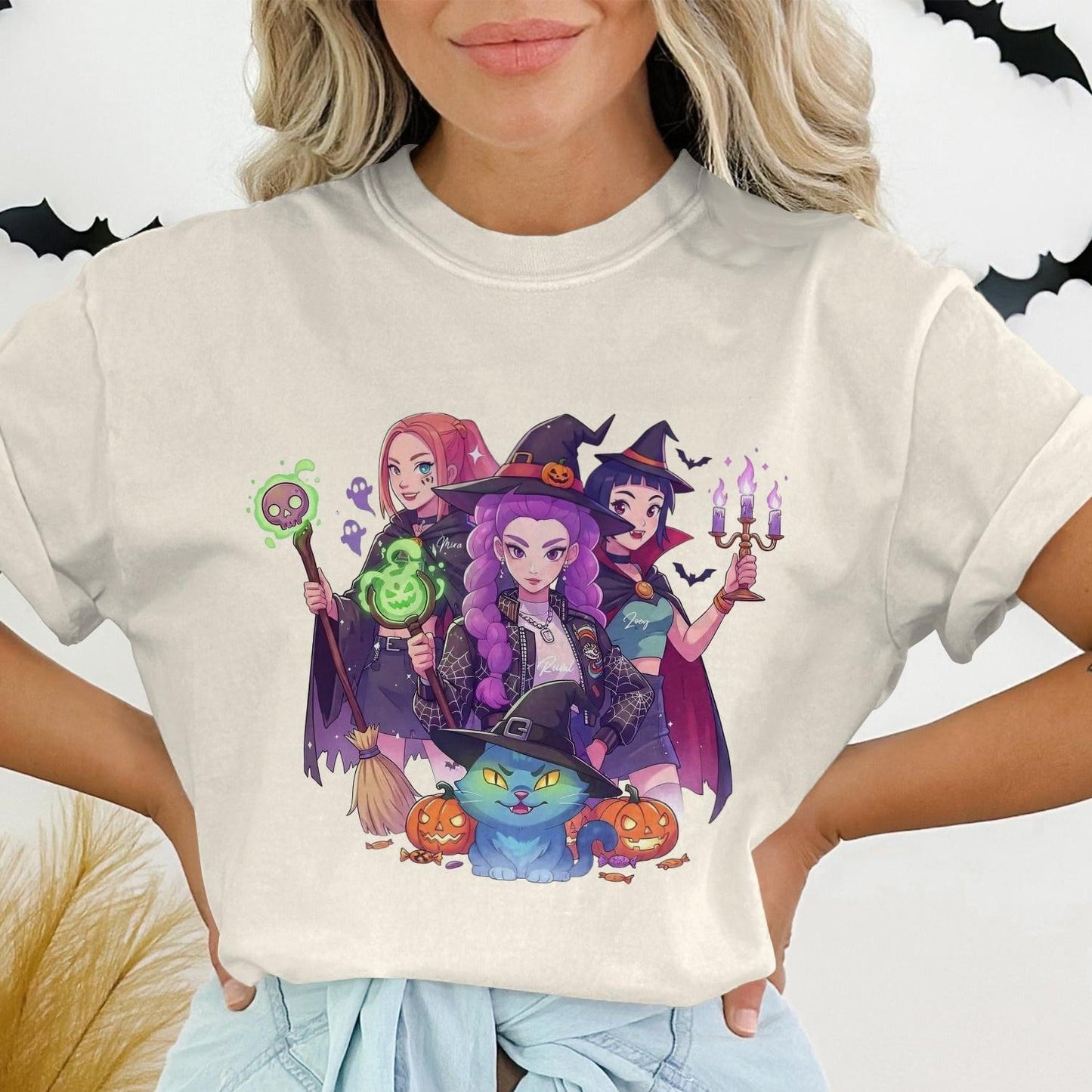 Halloween Witches and Pumpkins Graphic Tee product