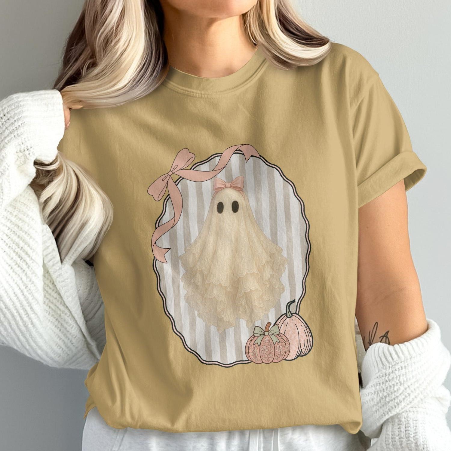Adorable Ghost and Pumpkin Halloween T-shirt product type