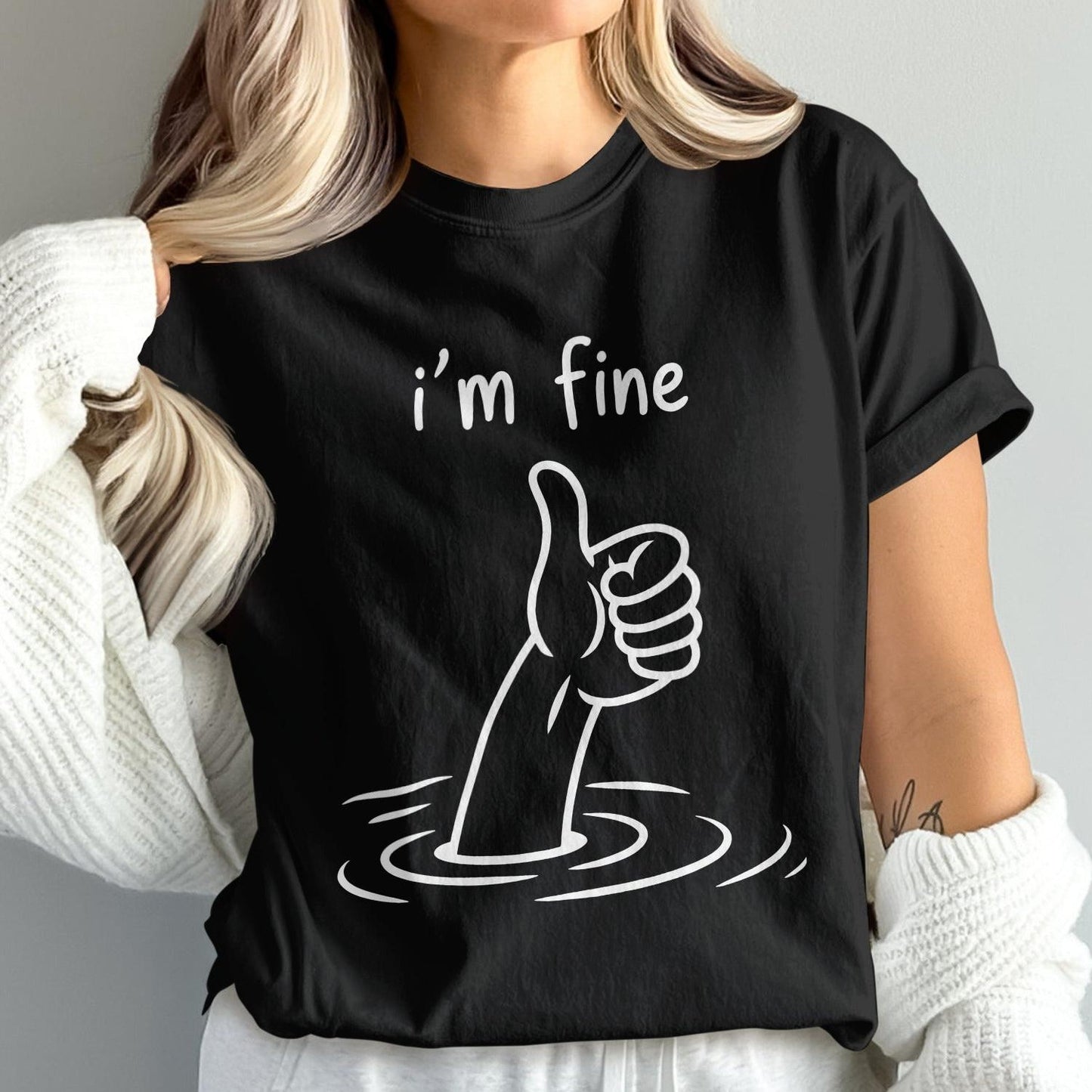 I'm Fine Thumbs Up Drowning Graphic T-Shirt product type