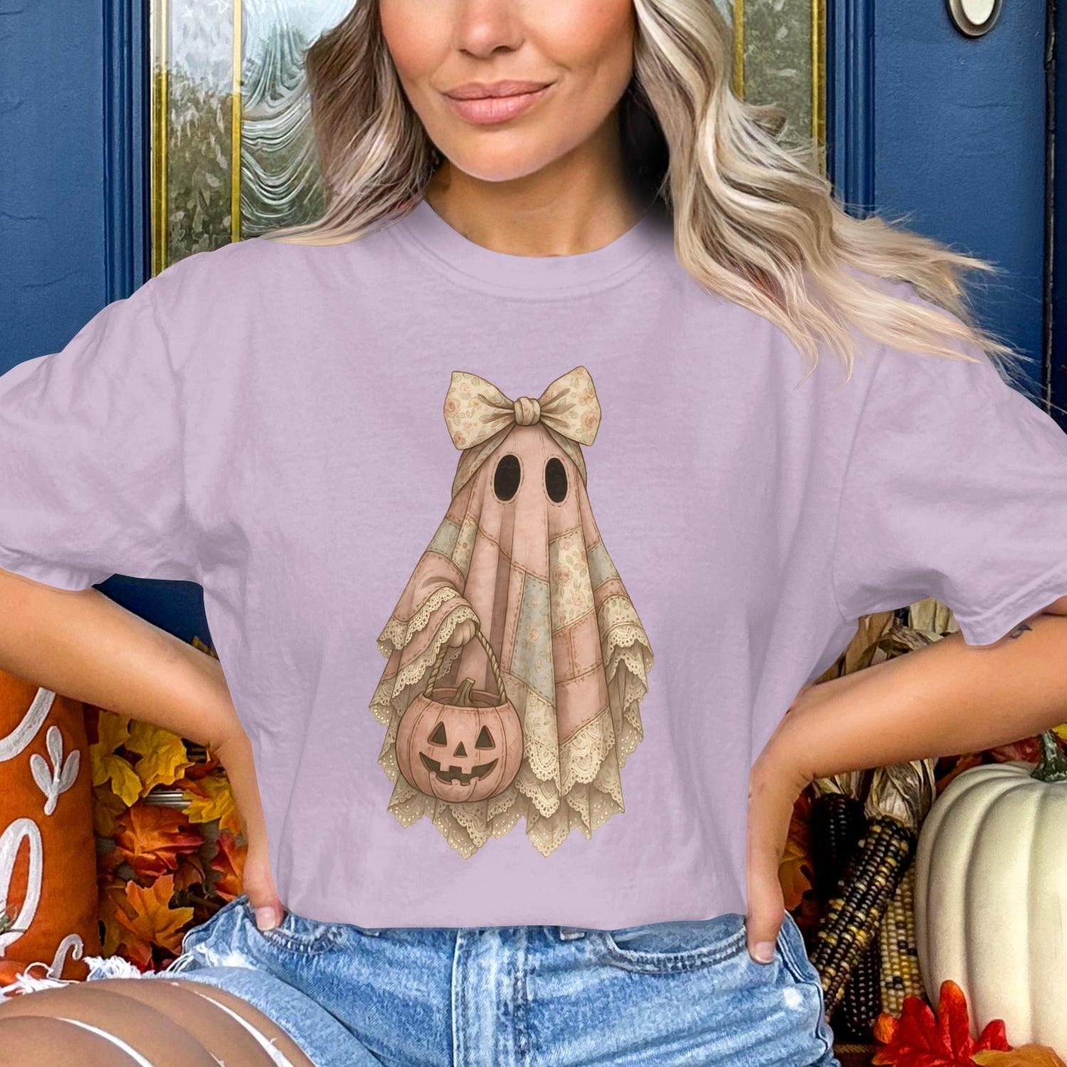 Cute Halloween Ghost With Pumpkin T-Shirt product