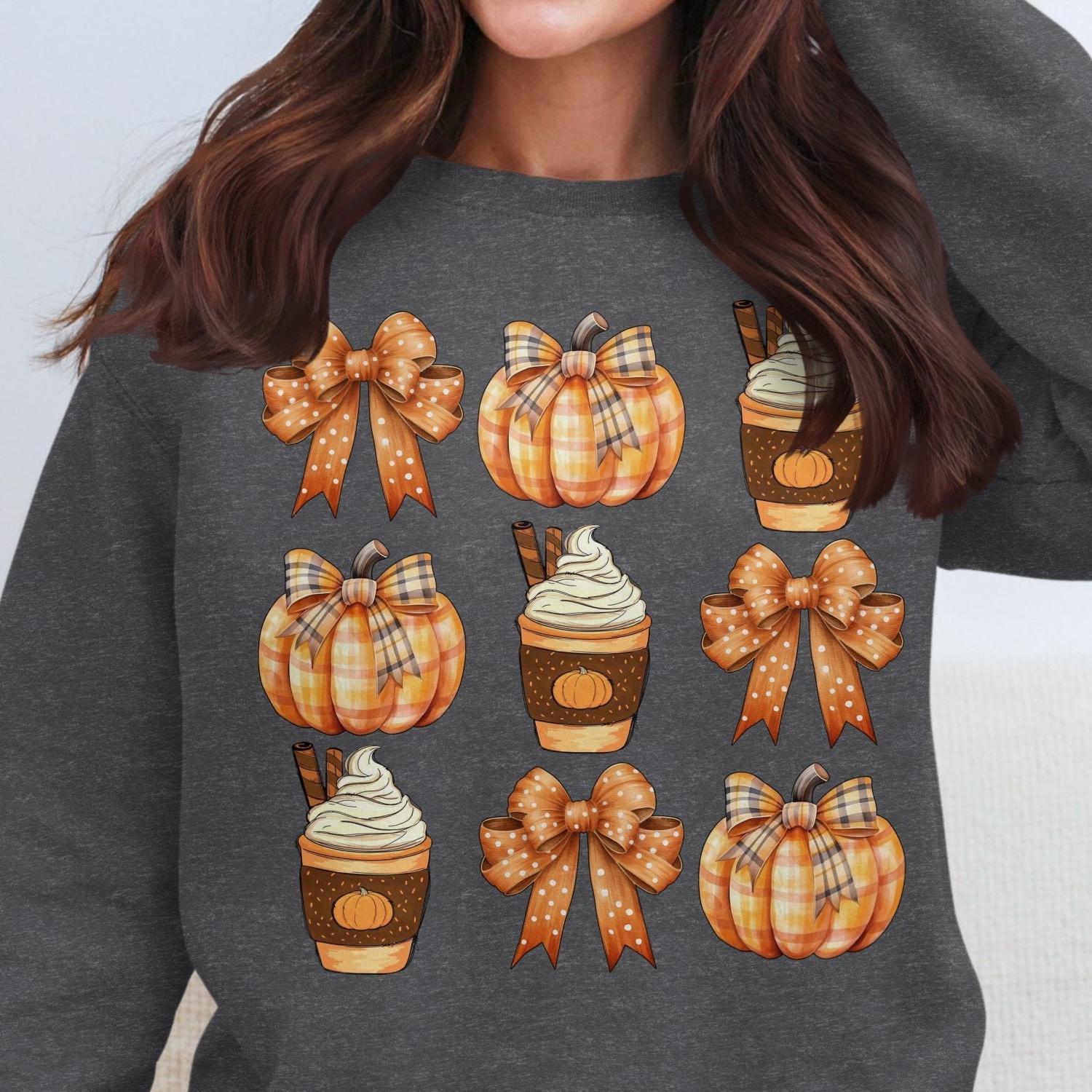 Autumn Pumpkin Spice and Bows Design Women's Sweatshirt - Almighty Goods