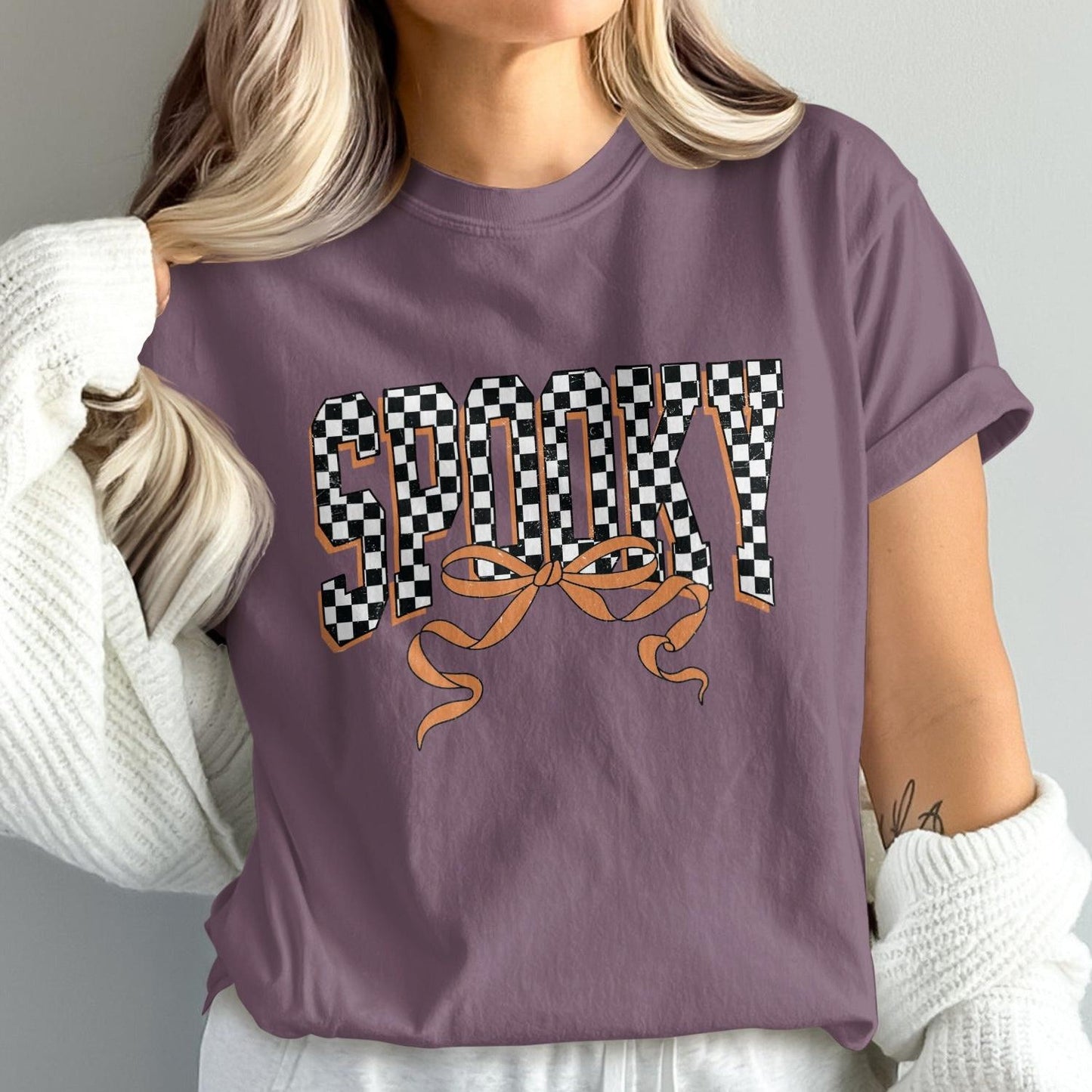 Spooky Checkered Letters Halloween Themed Shirt product type